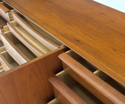 Danish Teak Mid-Century Modern 13 Drawers Long Credenza Dresser Sideboard MINT!