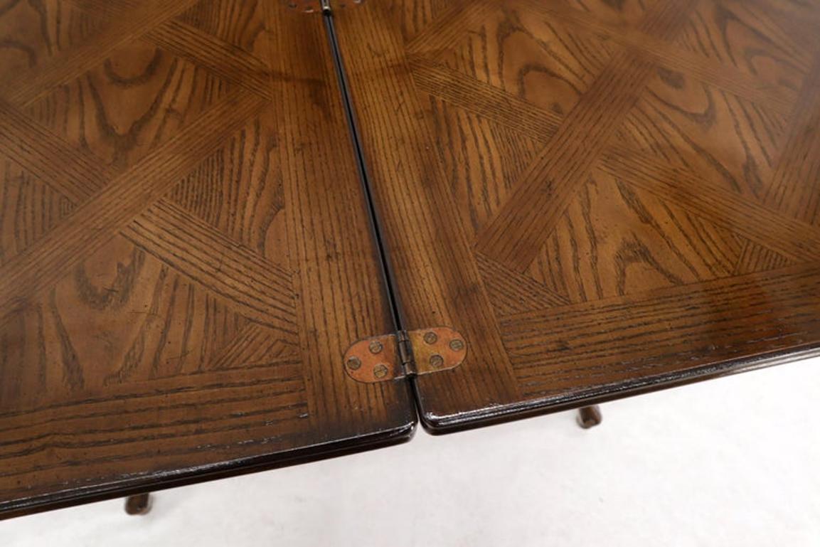 Henredon Cabriole Leg Parquet Flip Top Console to Dining Table