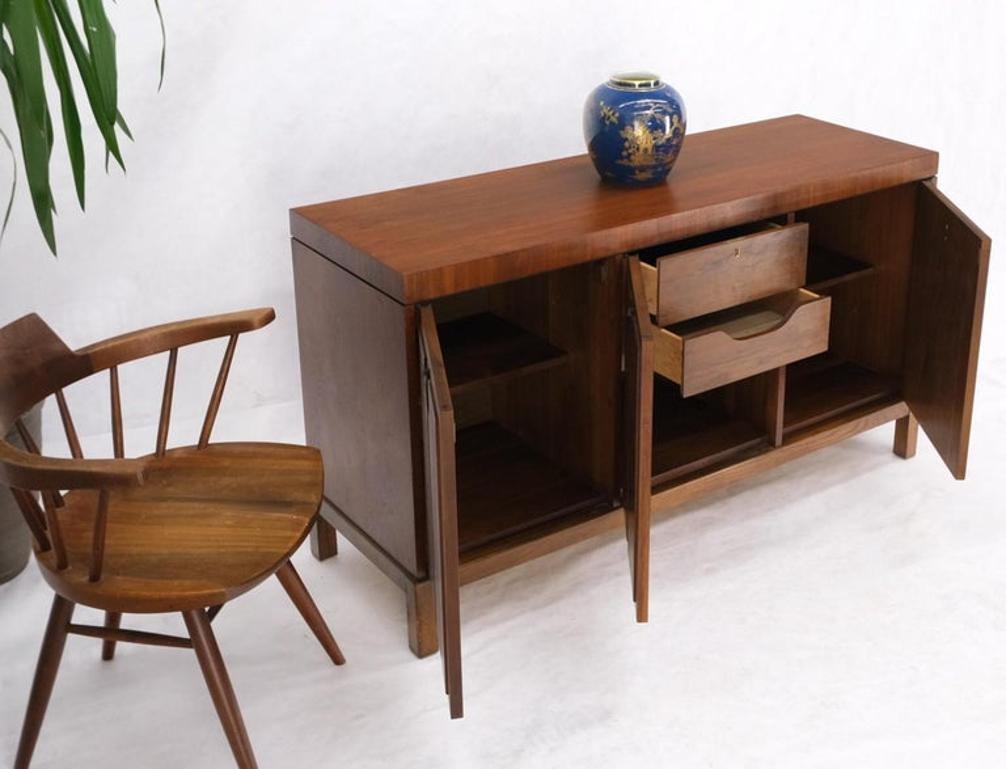 Three Doors Compartments Two Fitted Doors Walnut Mid Century Server Buffet