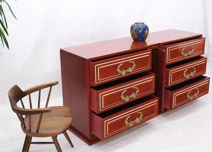 Directoire Style Blood Tomato Red Lacquer Super Heavy Solid Brass Pulls Dresser
