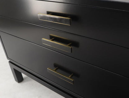 Black Lacquer Three Drawers Brass Pulls Bachelor Chest Nightstand Harvey Probber