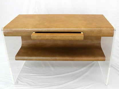 Lucite Base Faux Snake Skin Sculptural Shape One-Drawer Writing Table Desk