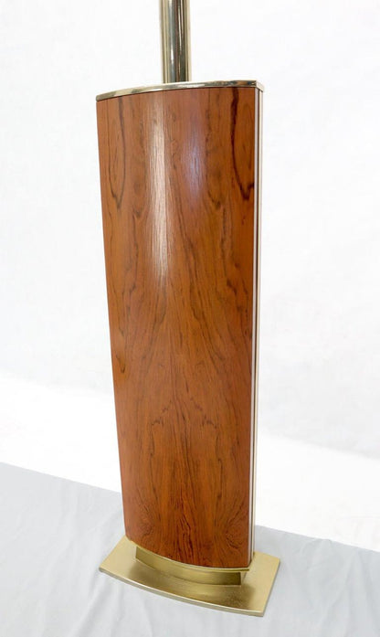 Brass and Rosewood Boat Shape Base Table Lamp