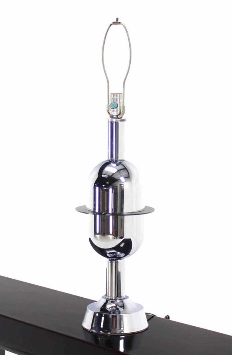 Midcentury Chrome Bullet Shape Table Lamp