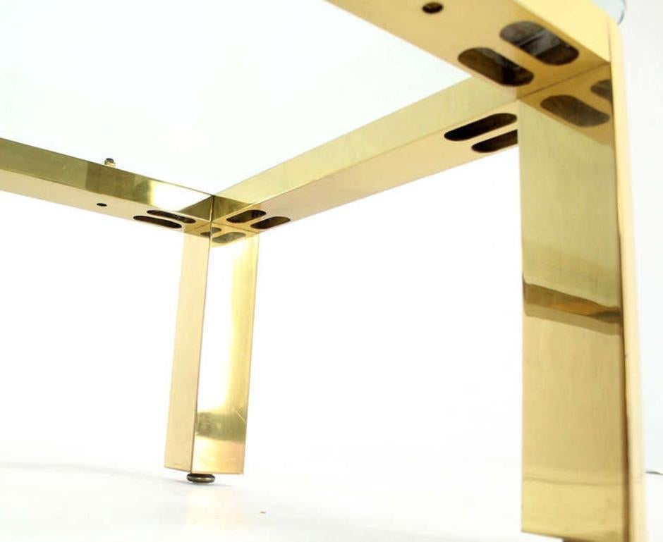EstablishedLines Pace Collection Floating 3/4" Glass Top Brass Base Coffee Table Mid Century