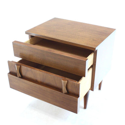Danish Mid Century Modern Two Drawers Walnut End Side Table Night Stand MINT!