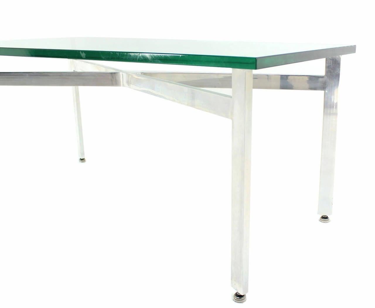 EstablishedLines Pair of Rectangular Crome X Base 3/4" Glass Tops Coffee Side End Tables Stands
