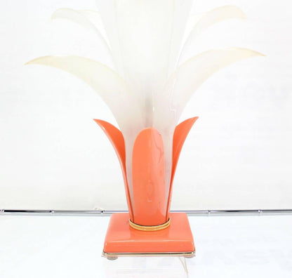 EstablishedLines 1970s Mid Century Molded Bent White Acrylic Lotus Petal Flower Table Lamp MINT!