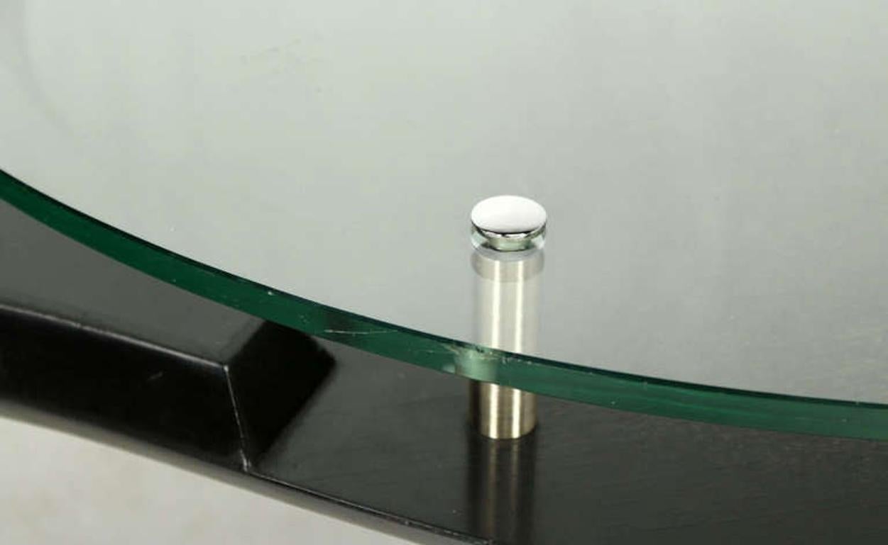EstablishedLines Mid-Century Modern Organic Kidney Shape Elevated Glass Top Coffee Table MINT!