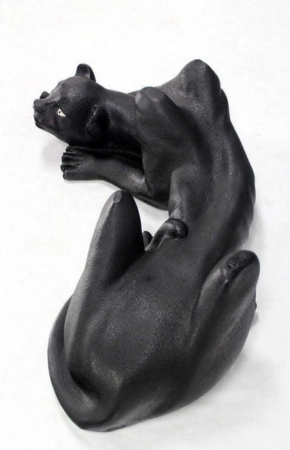 Large Coffee Table Sculptural Base of a Panther Large Black Cat Mid Century