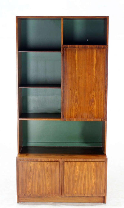 EstablishedLines Danish Mid Century Modern Rosewood Wall Unit Shelves 3 Door Compartments MINT