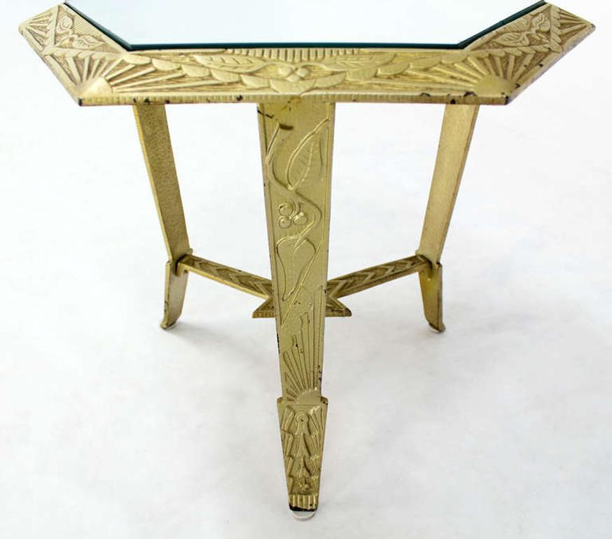 Fine Mid Century Modern Art Deco Hexagon Top Star of David Base Side End Table