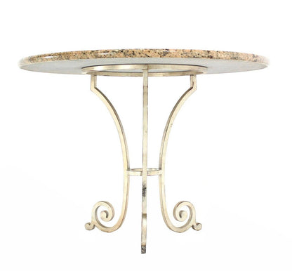 EstablishedLines Granite Top Heavy Silvered Wrought Iron Base Round Gueridon Cafe Center Table