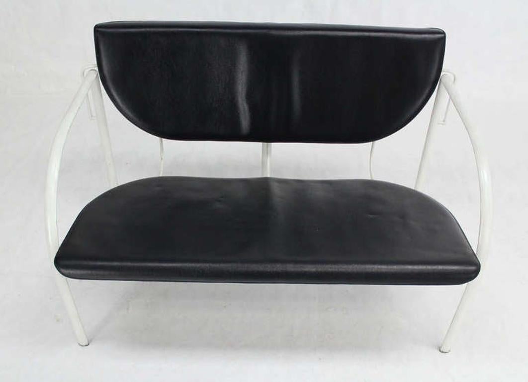 EstablishedLines Stendig Mid-Century Modern Leather and Steel Frame Loveseat Vintage Classic