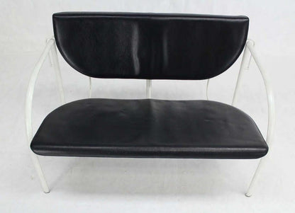 EstablishedLines Stendig Mid-Century Modern Leather and Steel Frame Loveseat Vintage Classic