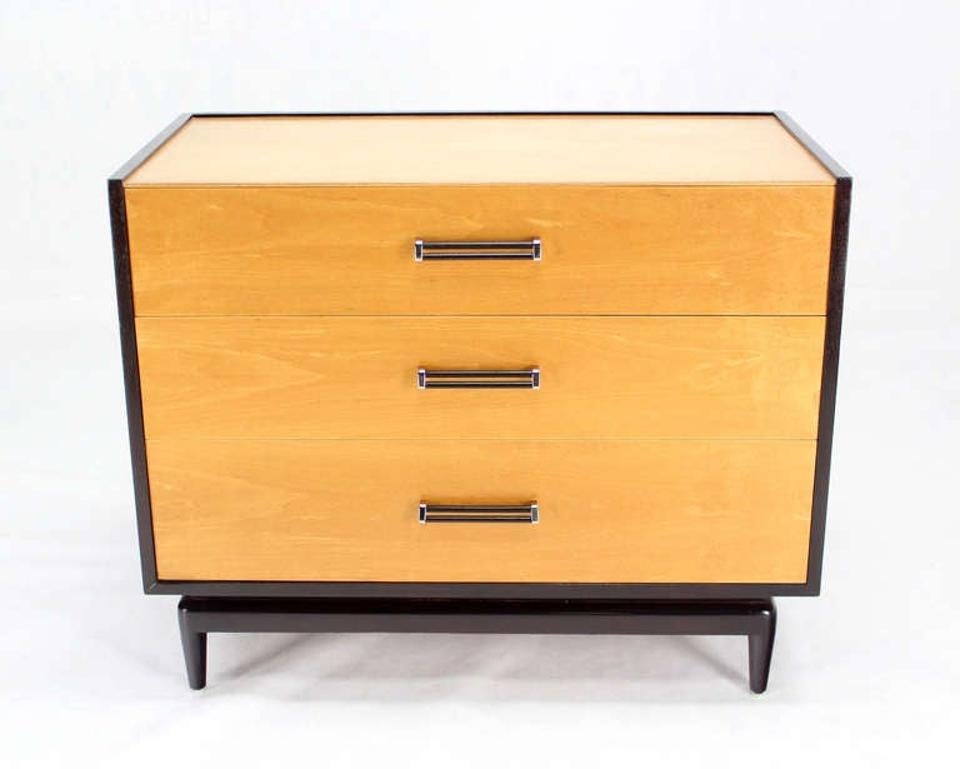 Two-Tone Mid Century Modern 3 Drawers Bachelor Chest Dresser MINT!
