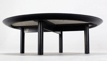 EstablishedLines Mid Century Modern 48 Inches Round Granite Top Black Lacquer  Coffee Table Baker
