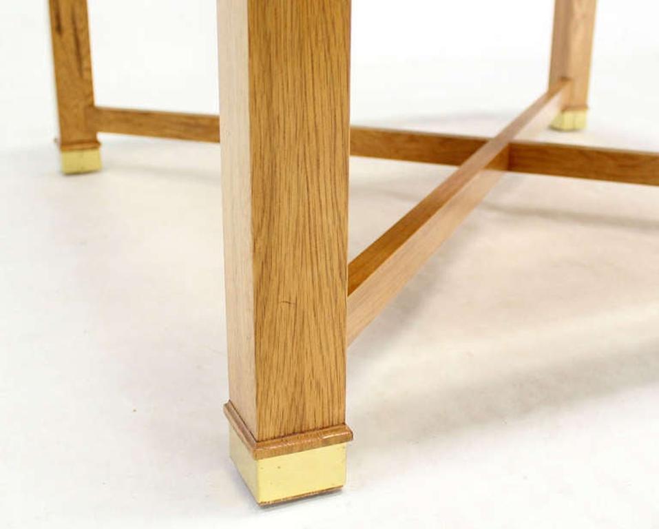 EstablishedLines Beveled Smoked Glass Bird's-Eye Maple Brass Square Legs Coffee Table MINT!