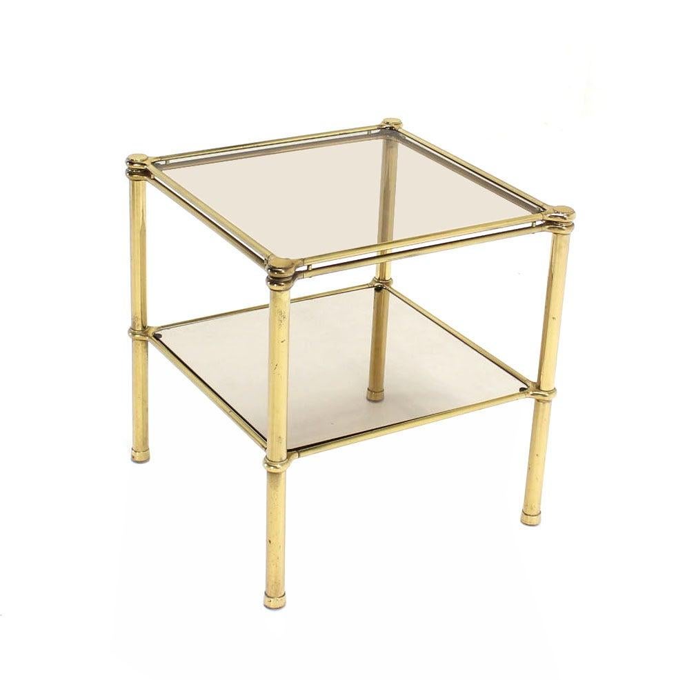 EstablishedLines Unusual Brass Square Two-Tier Side or End Table