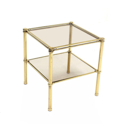 EstablishedLines Unusual Brass Square Two-Tier Side or End Table