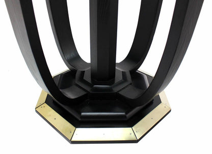 Large Square Glass Top Black Lacquer Brass Base Dining Conference Table MINT