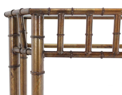 Metal Faux Bamboo Two Tier Bottom Shelf Medium Size Console Sofa Table Mint!