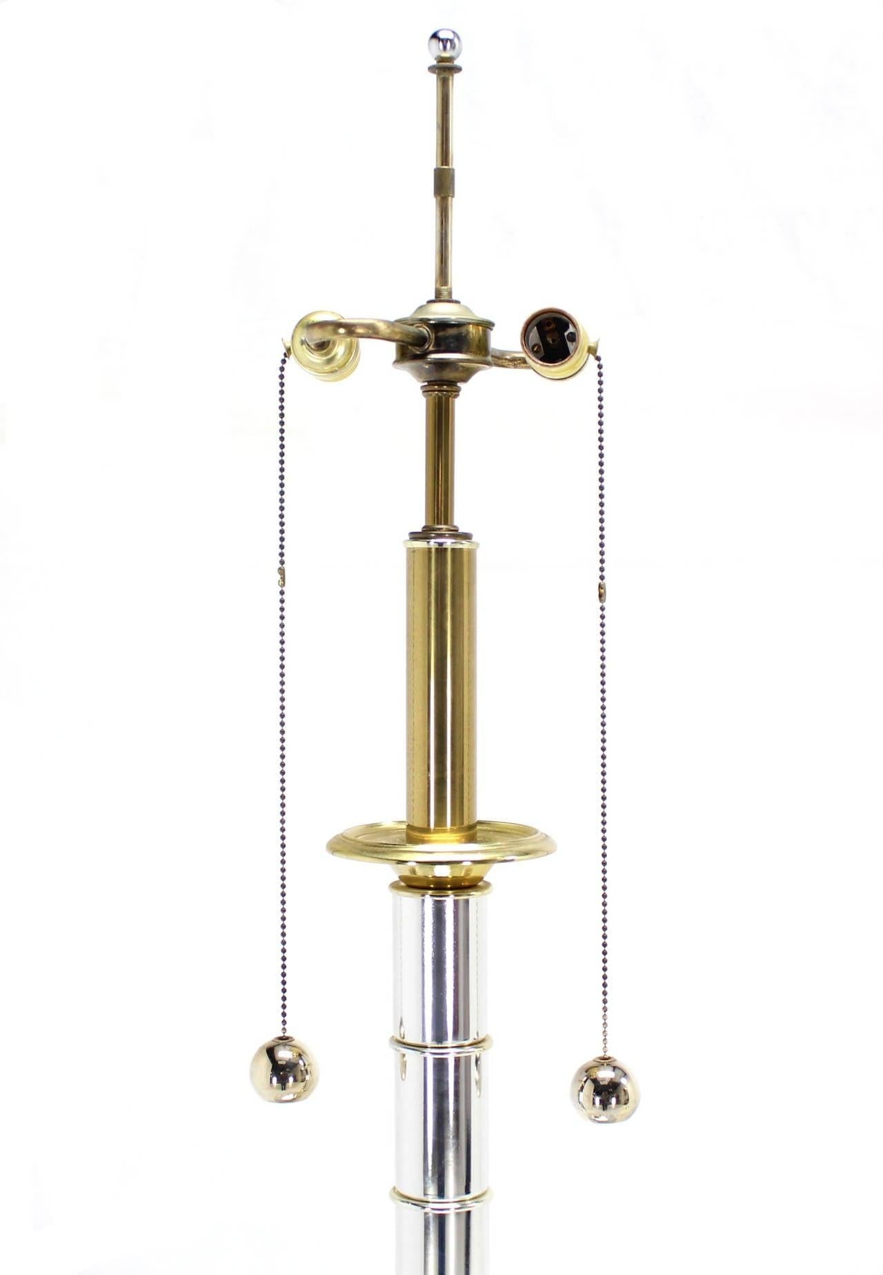 EstablishedLines Faux Bamboo 43" Tall Oversized Chrome and Brass Table Lamp MINT!