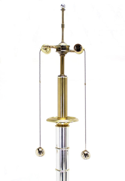 EstablishedLines Faux Bamboo 43" Tall Oversized Chrome and Brass Table Lamp MINT!
