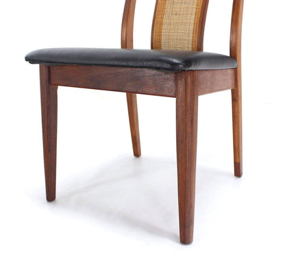 Set 4 Danish Mid-Century Modern Oiled Walnut Cane Back Side Dining Chairs MINT!