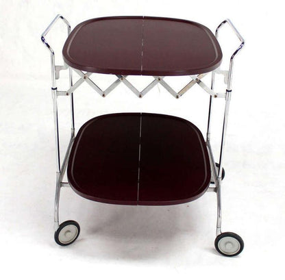 EstablishedLines Mid-Century Modern Folding Stow Away Serving Cart Table on Wheels by Cartel MINT