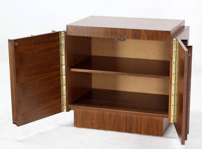 Mid Century Modern Oiled Walnut Brutalist  Night Stand End Table Double Door