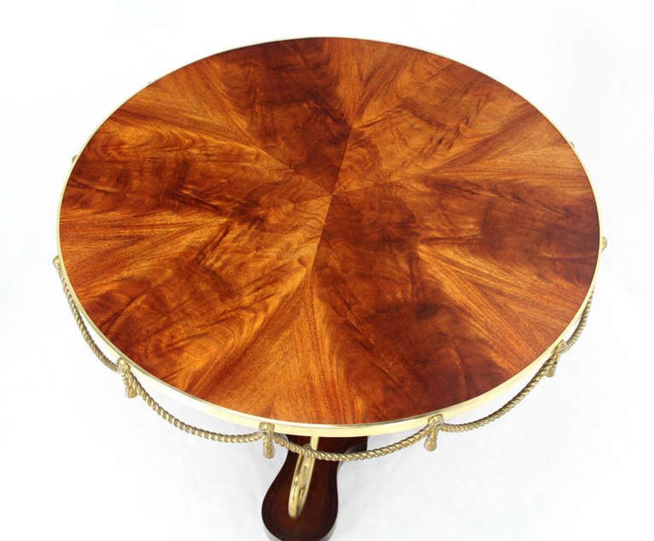 Bronze Ormolu Rope Tassels Neoclassical Gueridon Center Cafe Game Lamp Table