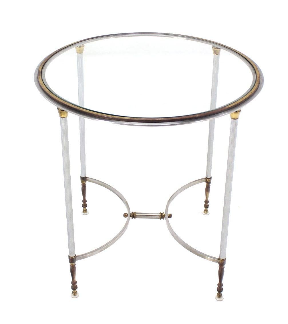 EstablishedLines Mid Century Modern Brass & Chrome Gueridon Round Side End Lamp Table Stand MINT!