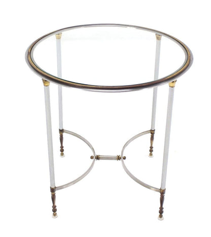 EstablishedLines Mid Century Modern Brass & Chrome Gueridon Round Side End Lamp Table Stand MINT!
