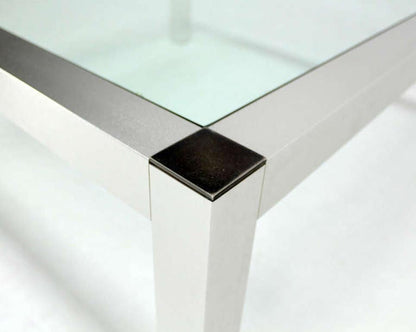 EstablishedLines Mid-Century Modern Machined Metal Base Glass Top Coffee Table Modernist