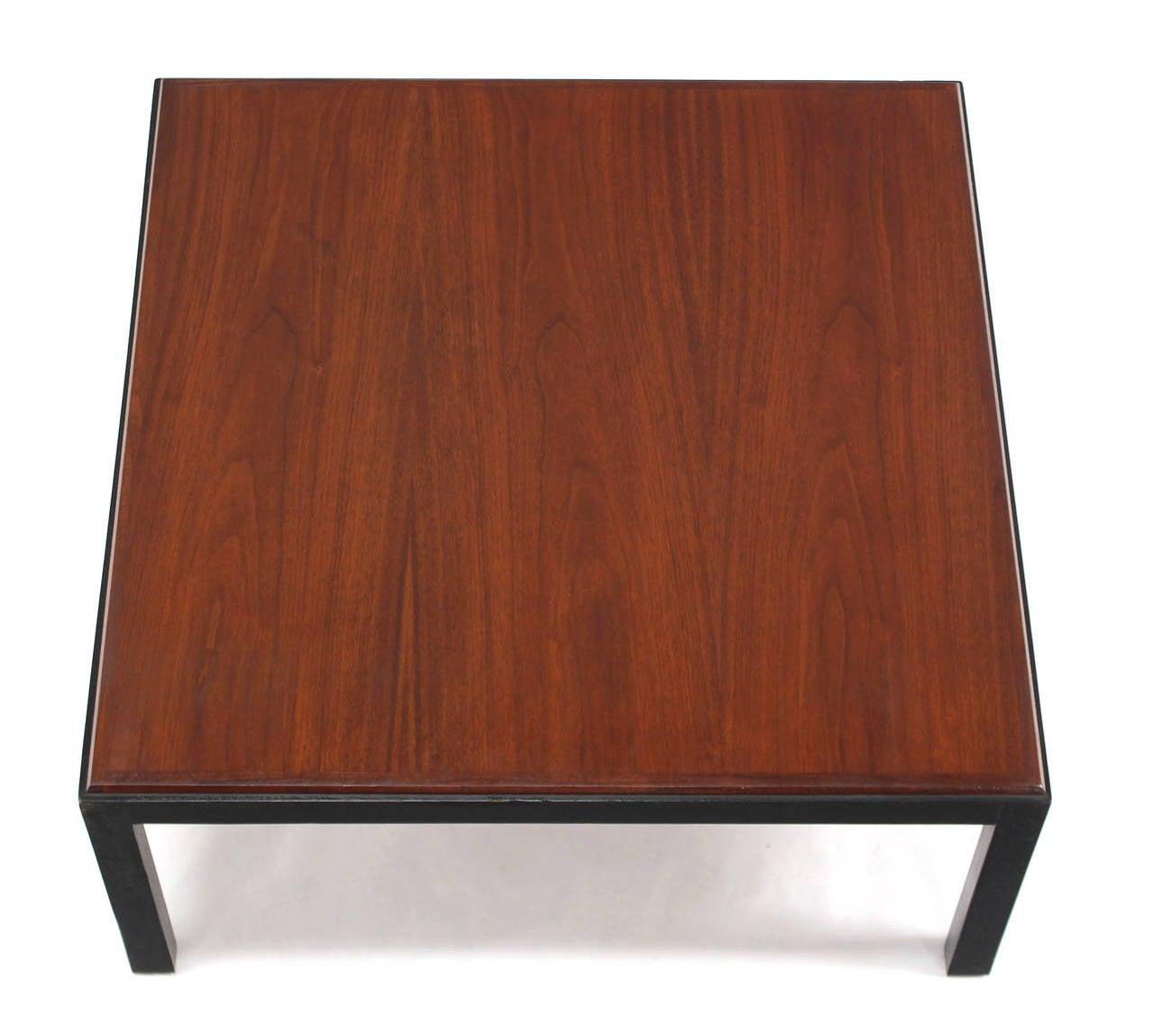 EstablishedLines Mid Century Modern Ebonised Frame Walnut Top Square Coffee Occasional Table MINT