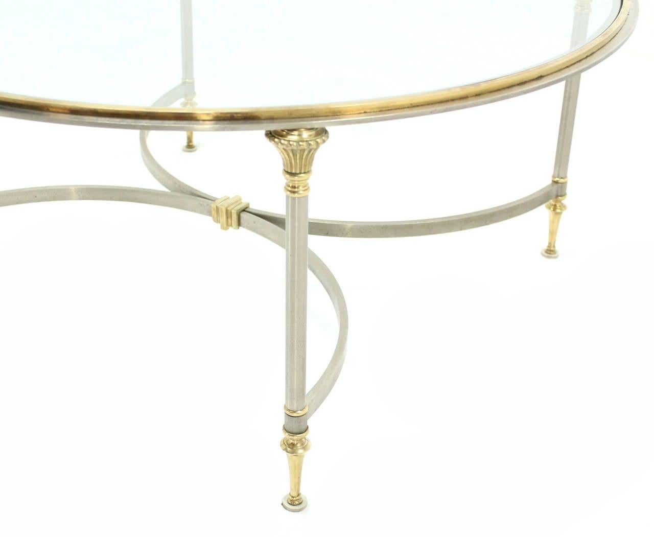 EstablishedLines Mid Century Italian Modern Round Glass Top Brass Chrome/Pewter Coffee Table MINT