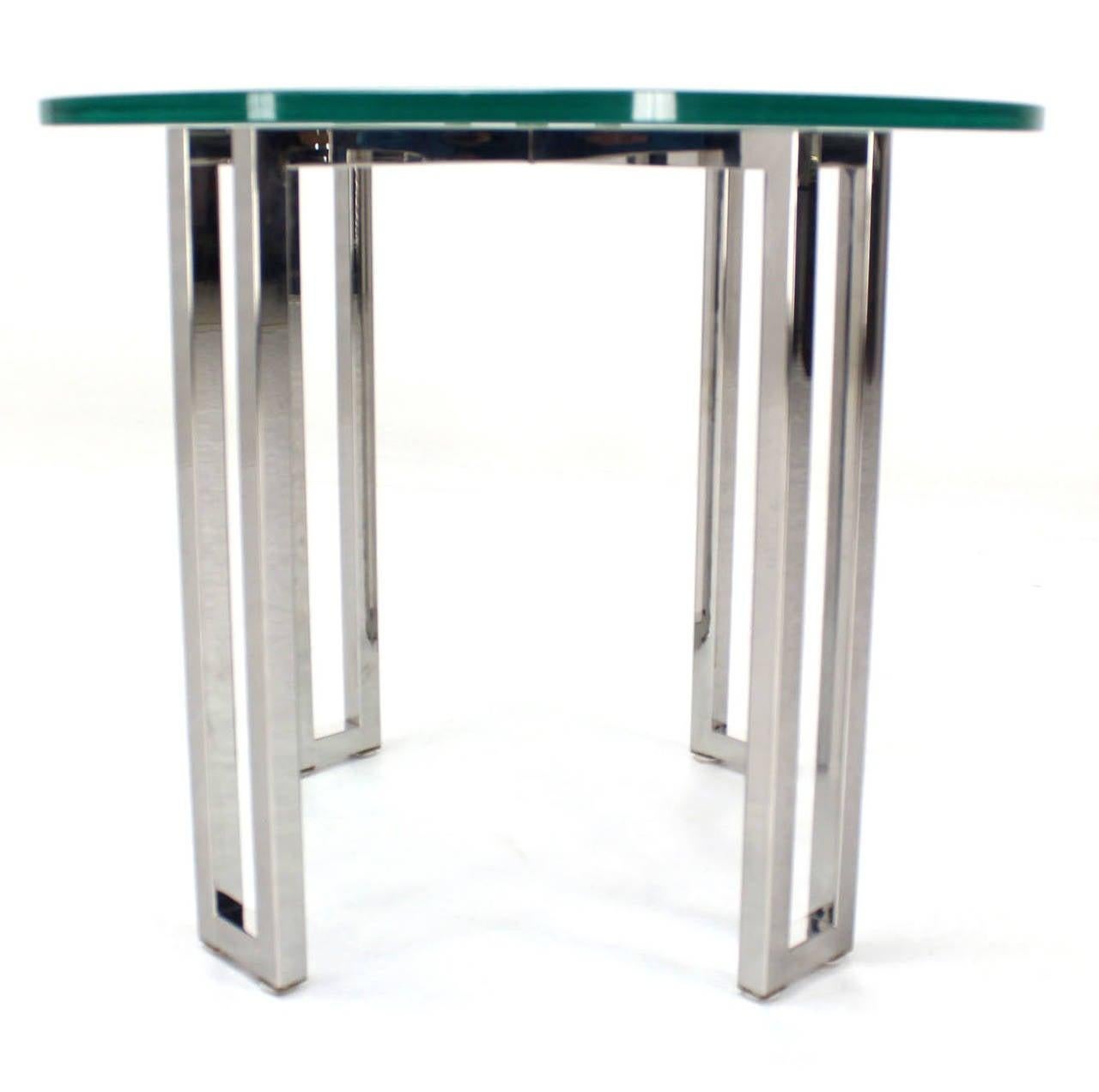 EstablishedLines Mid Century Modern Round Chrome Base Glass Top Side End Center Lamp Table Stand