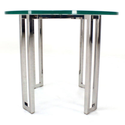 EstablishedLines Mid Century Modern Round Chrome Base Glass Top Side End Center Lamp Table Stand