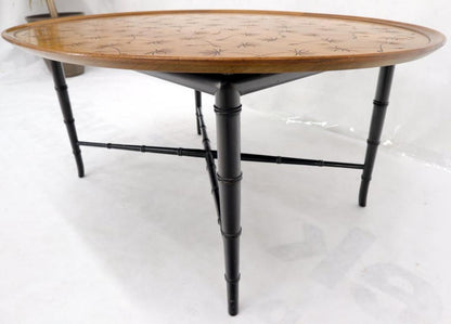 Tapered Faux Bamboo Leg Oval Top Coffee Table