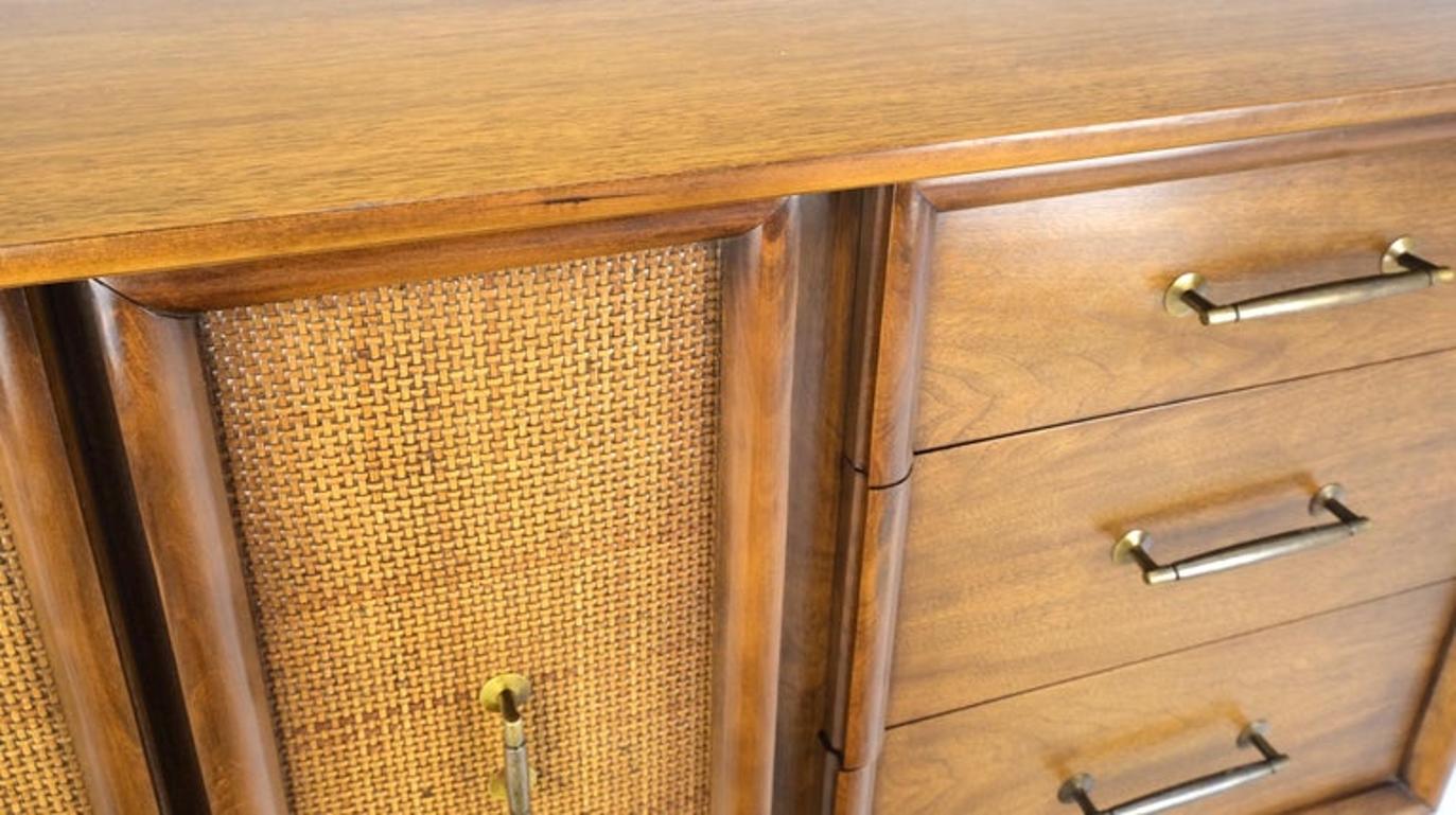 Exposed Sculptural Legs Walnut Three Drawers Two Doors Credenza Server Sideboard