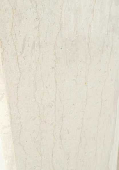 Mid-Century Modern Square Beveled Tall Travertine Marble Pedestals End Tables