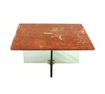 Glass X Cross Base Coffee Table w/ Marble Top