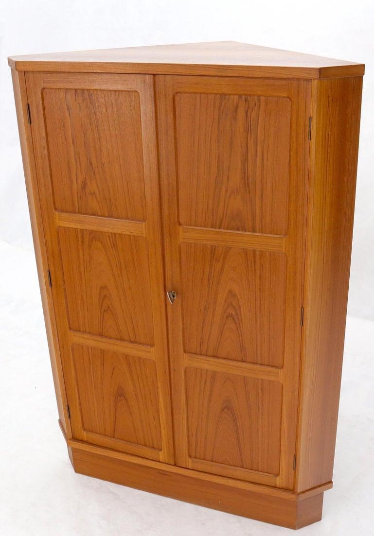 Danish Teak Corner Storage Liquor Cabinet Bar