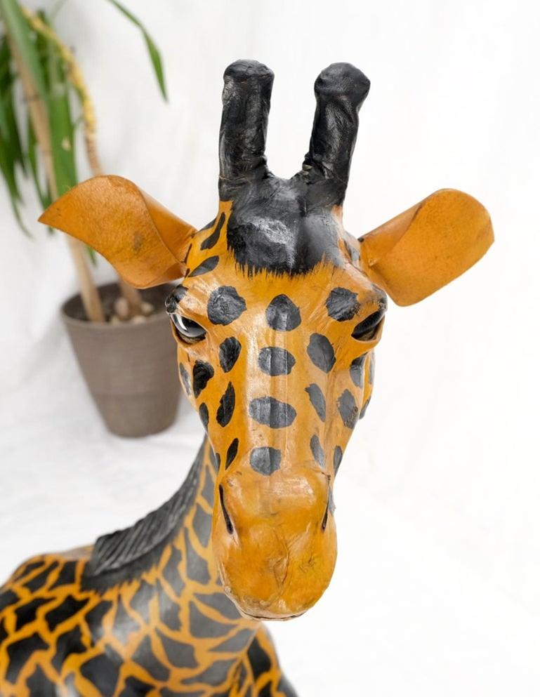 Large Tooled Leather Sculpture of a Giraffe