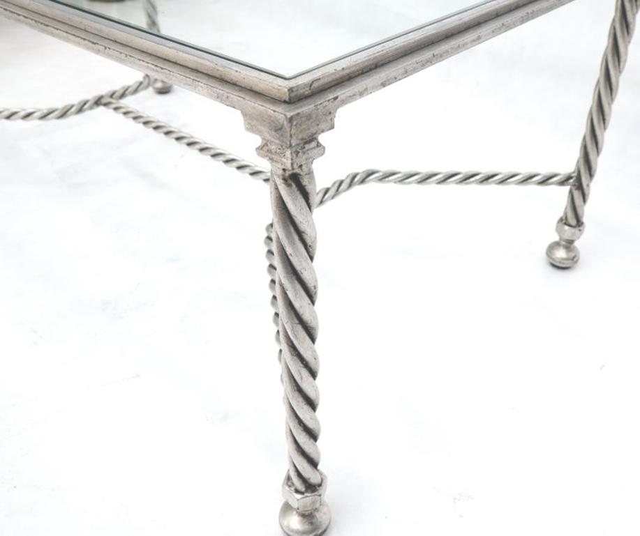 Forged Metal Twisted Rope Effect Silver Gilt Base Rectangle Coffee Table