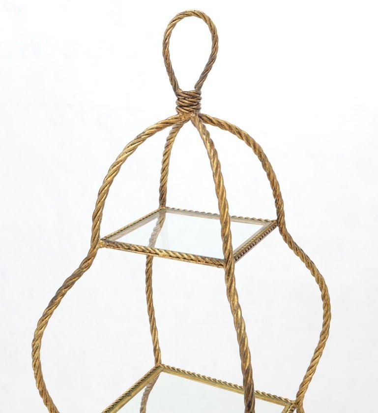 5-Tier Twisted Metal Gilt Rope Tassel Feet Pyramid Shape Étagère Display Shelf