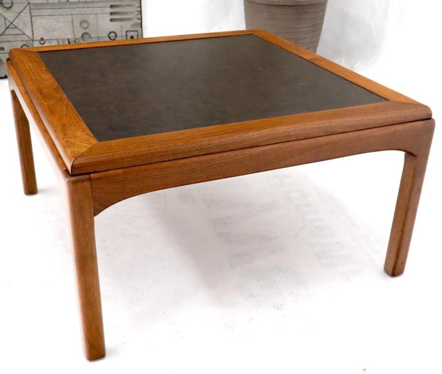 Square Oiled Walnut Faux Slate Top Coffee Table