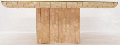 Brass & Tessellated Marble Stone Tile Top Dining Conference Tables