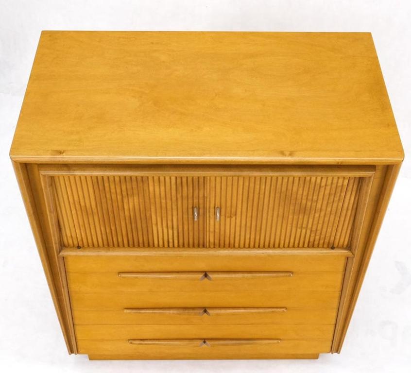 Honey Amber Tone Finish Edmond Spence High Chest Gentlemen's Dresser Double Door